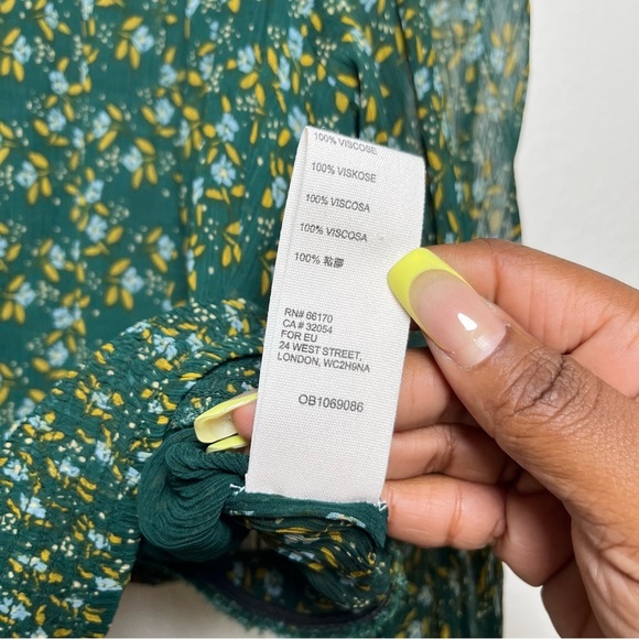 Free People Women Roma Top Small Green Ditsy‎ Floral Victorian Royalcore Sheer - Picture 7 of 10
